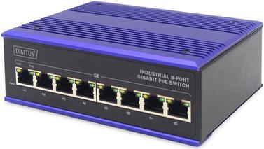 DIGITUS Industrial - Switch - unmanaged - 8 x 10/100/1000Base-TX (PoE+) - Desktop, an DIN-Schiene montierbar - PoE+ (DN-651121) von Digitus