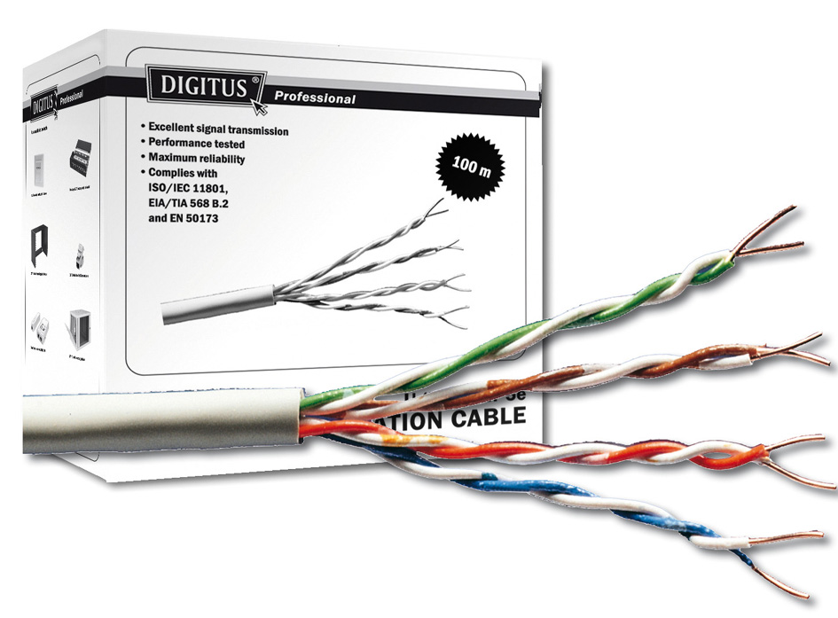 DIGITUS Installationskabel Kat. 5e, U/UTP, 305 m Ring, grau von Digitus