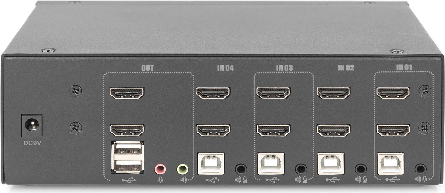 DIGITUS - KVM-/Audio-/USB-Switch - 4 x KVM port(s) - 1 lokaler Benutzer - Desktop (DS-12883) von Digitus