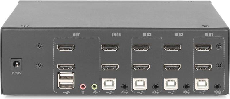 DIGITUS - KVM-/Audio-/USB-Switch - 4 x KVM port(s) - 1 lokaler Benutzer - Desktop (DS-12883) von Digitus