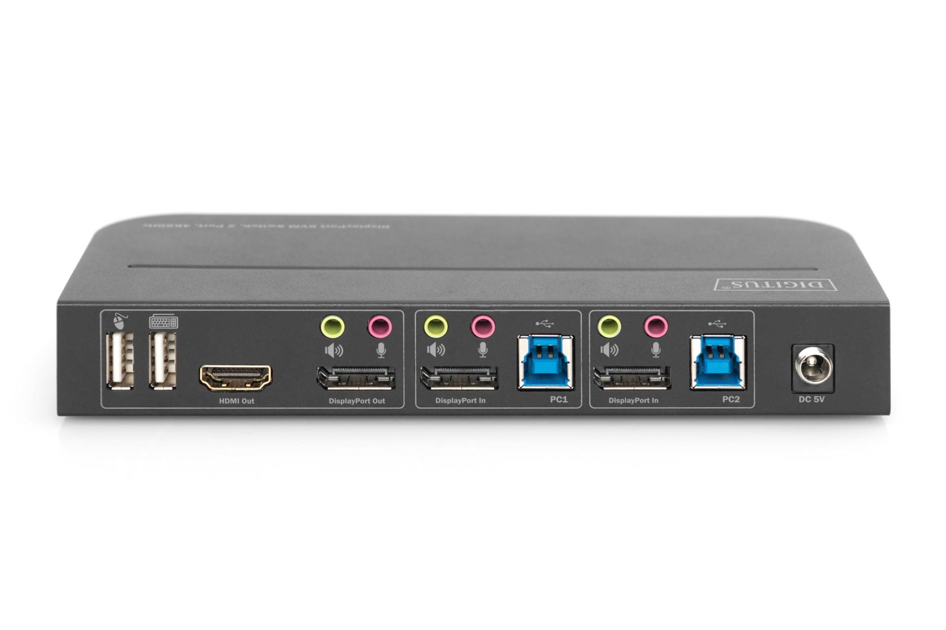 DIGITUS KVM Switch, 2-Port, 4K60Hz, 2xDP in, 1xDP/HDMI out von Digitus