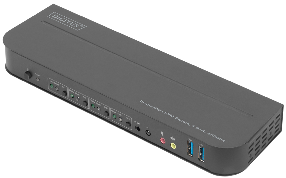 DIGITUS KVM-Switch, 4-Port, 4K60Hz, 4x DP in, 1x DP/HDMI out von Digitus