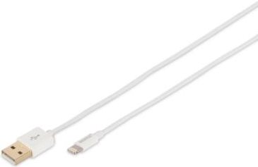 DIGITUS - Lightning-Kabel - Lightning (M) bis USB (M) - 1,0m - Doppelisolierung - weiß - geformt - für Apple iPad/iPhone/iPod (Lightning) (DB-600106-010-W) von Digitus