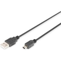 DIGITUS Mini USB 2.0 Anschlusskabel 1,8m Typ A - mini B (5pin) St/St, schwarz von Digitus