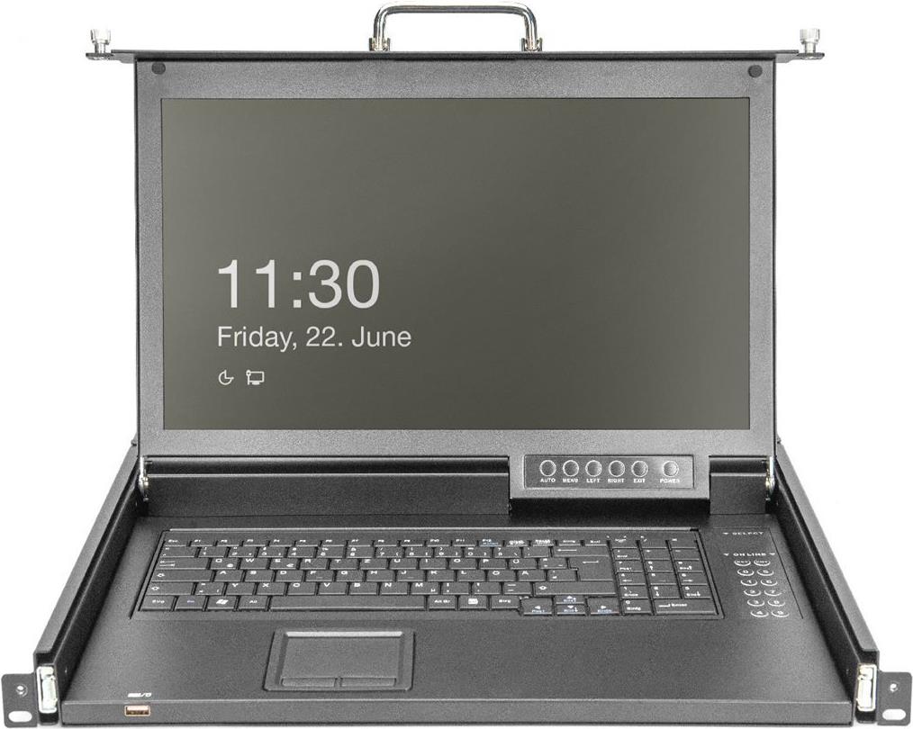 DIGITUS Modulare HD LCD KVM Konsole mit 17 TFT, 8-Port HDMI KVM Anschluss, Touchpad, deutsches Tastaturlayout (DS-72220-6GE) von Digitus
