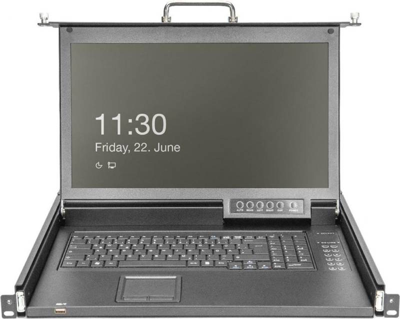 DIGITUS Modulare HD LCD KVM Konsole mit 17 TFT, 8-Port HDMI KVM Anschluss, Touchpad, deutsches Tastaturlayout (DS-72220-6GE) von Digitus