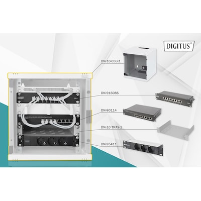 DIGITUS Netzwerk-Set 254 mm (10") - 6HE, 312 x 300 mm (B x T) von Digitus
