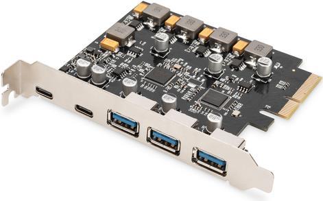 DIGITUS PCIe Karte 10Gbps 2x USB-C/3x USB-A (DS-30222) von Digitus