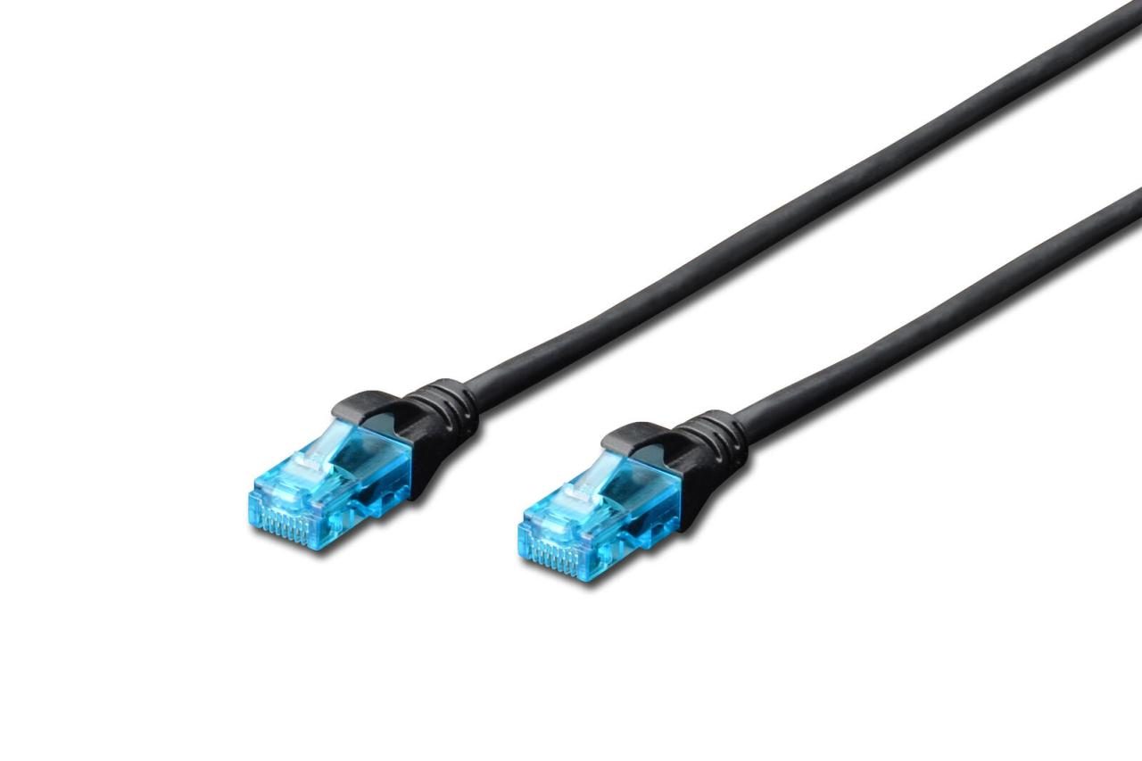 DIGITUS Patch-Kabel RJ-45 (M) zu RJ-45 (M) 10 m Kupfer U/UTP Cat 5e schwarz von Digitus