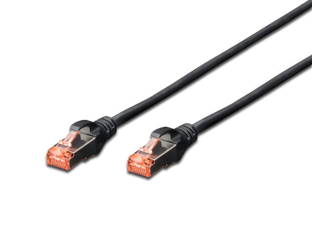 DIGITUS Patchkabel Cat6  S/FTP 2xRJ45  2.0m schw Hebelschutz Polybeutel von Digitus