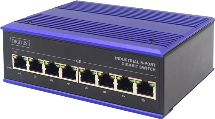 DIGITUS Professional DN-651119 Industrial - Switch - unmanaged - 8 x 10/100/1000 - an DIN-Schiene montierbar - Gleichstrom (DN-651119) von Digitus