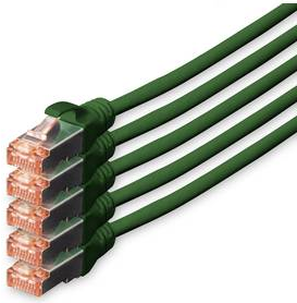 DIGITUS Professional - Patch-Kabel - RJ-45 (M) bis RJ-45 (M) - 10 m - SFTP - CAT 6 - geschirmt, halogenfrei, geformt, ohne Haken - grün (Packung mit 5) von Digitus