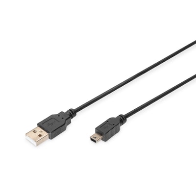 DIGITUS USB 2.0 Anschlusskabel, Typ A - mini B (5pin) St/St, 1.8m schwarz von Digitus