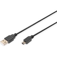 DIGITUS USB 2.0 Anschlusskabel, Typ A - mini B (5pin) St/St, 1.8m schwarz von Digitus