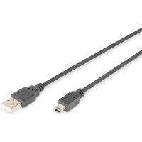 DIGITUS USB 2.0 Anschlusskabel, Typ A - mini B (5pin) St/St, 3.0m schwarz von Digitus