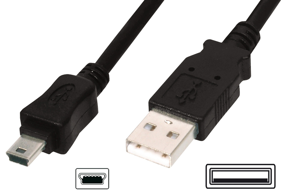 DIGITUS USB 2.0 Anschlusskabel, USB-A - Mini USB-B, 1,8 m von Digitus