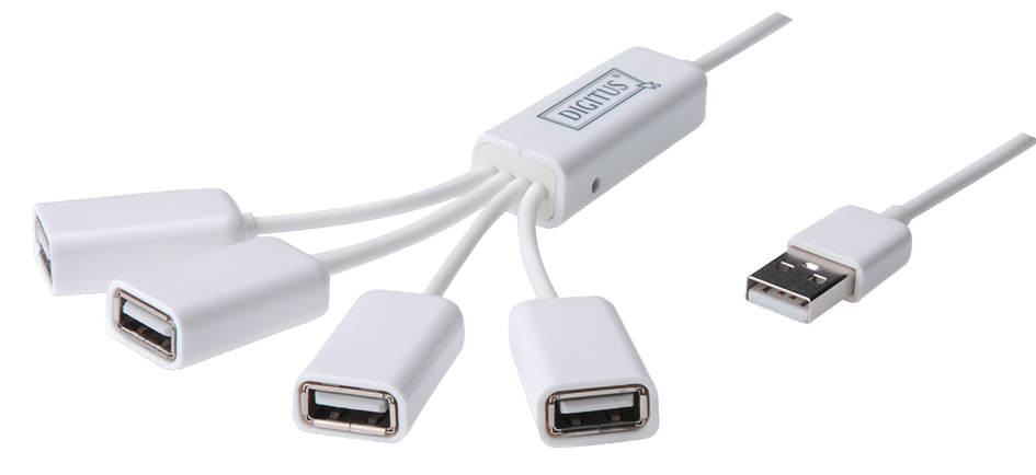 DIGITUS USB 2.0 Kabel Hub, 4 Port, weiß von Digitus