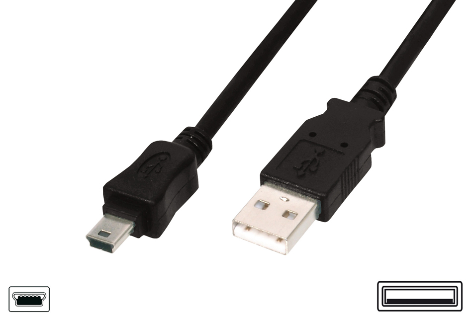 DIGITUS USB 2.0 Mini Kabel, USB-A - 5 Pol Mini USB-B, 1,8 m von Digitus