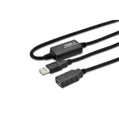 DIGITUS USB 2.0 aktives Verlängerungskabel 10m Typ-A St./Bu. schwarz von Digitus