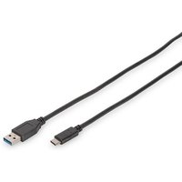 DIGITUS USB 3.0 Anschlusskabel 1,0m Typ-C zu A Super Speed St./St. schwarz von Digitus