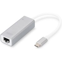 DIGITUS USB 3.0 Gigabit Ethernet Adapter Typ-C zu RJ45 St./Bu. weiß von Digitus