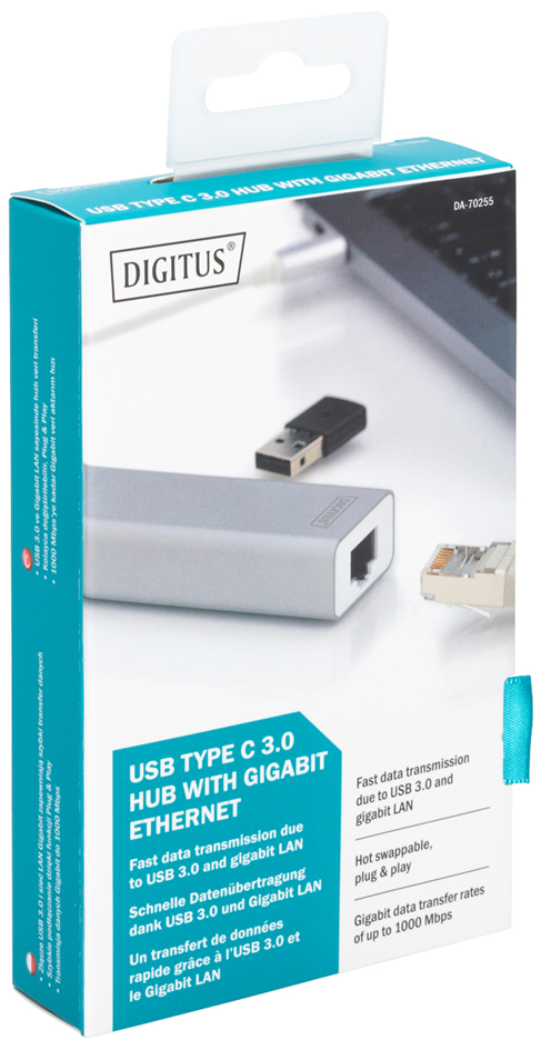 DIGITUS USB 3.0 Hub Super Speed, 3-Port + Ethernet von Digitus