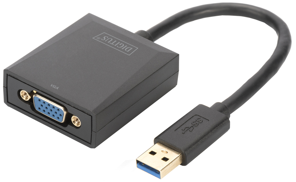 DIGITUS USB 3.0 - VGA Grafikadapter, USB auf VGA, schwarz von Digitus