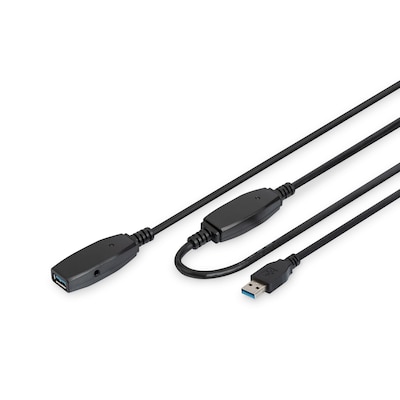 DIGITUS USB 3.0 aktives Verlängerungskabel 20m Typ-A St./Bu. schwarz DA-73107 von Digitus