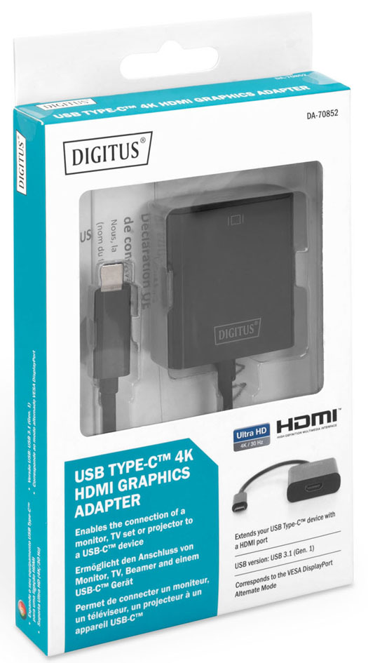 DIGITUS USB 3.1 Grafikadapter, USB-C - HDMI, schwarz von Digitus