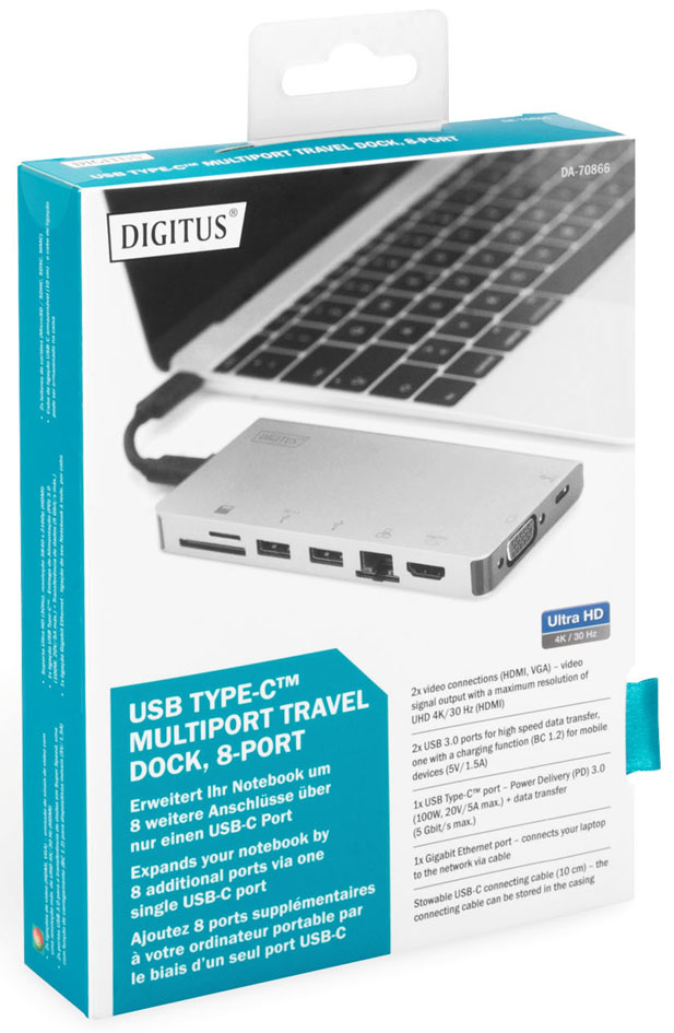 DIGITUS USB 3.1 Multiportadapter, 8-Port, silber von Digitus