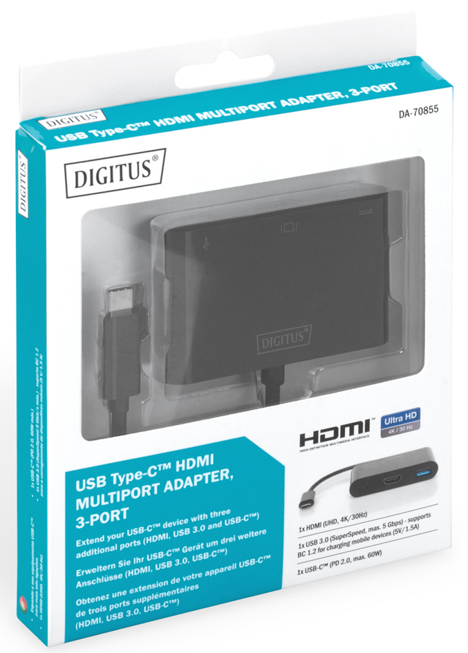 DIGITUS USB 3.1 Multiportadapter, USB-C - USB-C/HDMI von Digitus