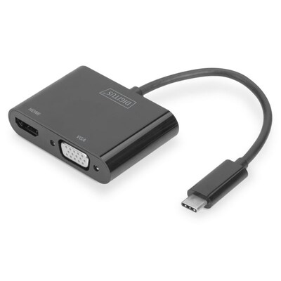 DIGITUS USB 3.1 Typ-C zu VGA/HDMI Grafikadapter schwarz DA-70858 von Digitus