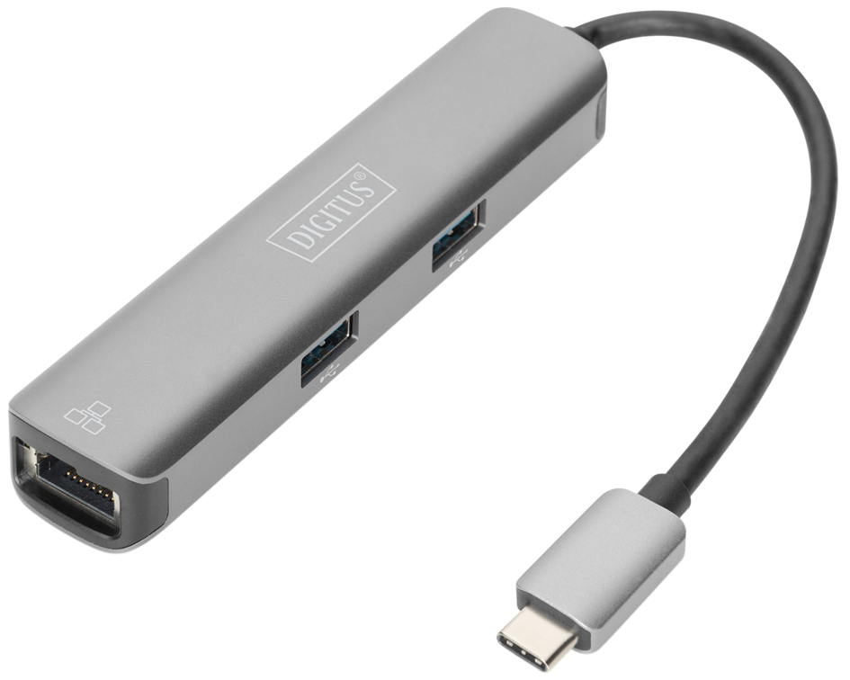 DIGITUS USB-C Dock, 5-Port, Aluminium-Gehäuse, grau von Digitus