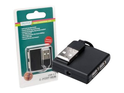 DIGITUS USB-Hub 4-Port 2.0->4xA2.0 integr. Kabel schwarz DIGITUS USB-Hub 4-Port 2.0->4xA2.0 integr. Kabel schwarz von Digitus
