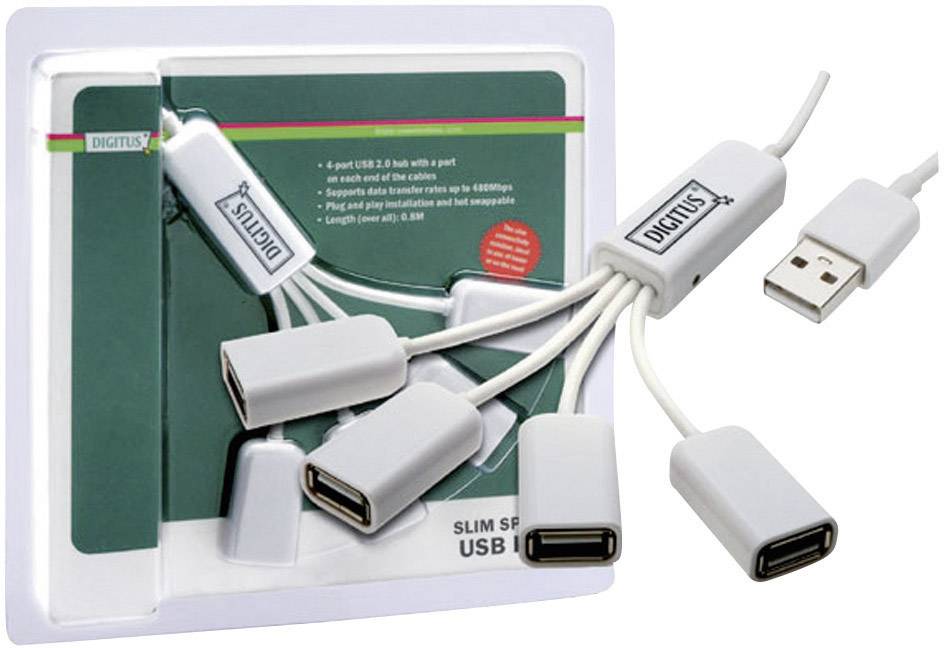 DIGITUS USB-Hub 4-Port 2.0->4xA2.0 integr. Kabel weiß DIGITUS USB-Hub 4-Port 2.0->4xA2.0 integr. Kabel weiß von Digitus