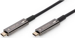 DIGITUS - USB-Kabel - 24 pin USB-C (M) zu 24 pin USB-C (M) - DisplayPort 1,2 - 10,0m - Active Optical Cable (AOC), Support von 4K 60 Hz, unterstützt 1920 x 1080 bei 120 Hz, DP Alt Modus-Support - Schwarz (AK-330160-100-S) von Digitus