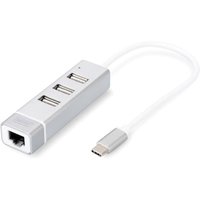 DIGITUS USB2.0 3-Port HUB & Fast Ethernet LAN-Adapter mit Typ-C Anschluss von Digitus