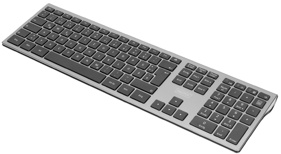 DIGITUS Ultra-Slim Tastatur, kabellos, silber/schwarz von Digitus