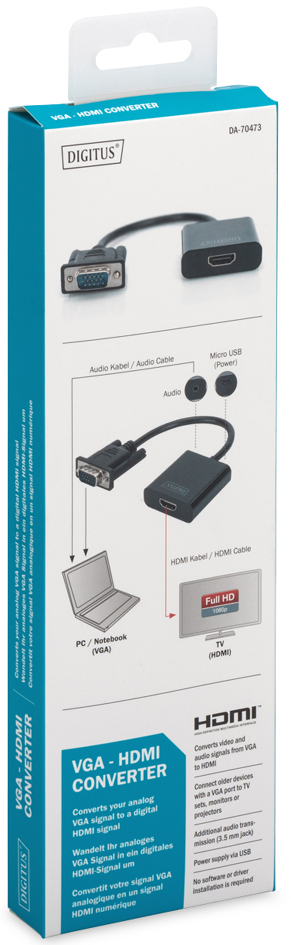 DIGITUS VGA - HDMI + Audio Konverter, schwarz von Digitus