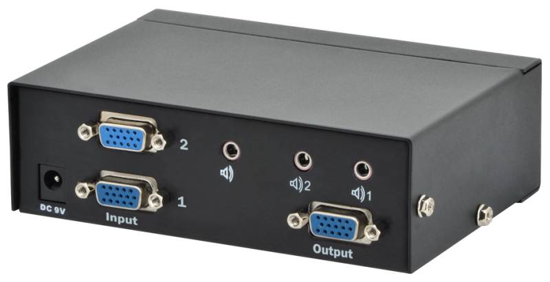 DIGITUS VGA Switch, 2-fach, 250 MHz, Metallgehäuse, schwarz von Digitus
