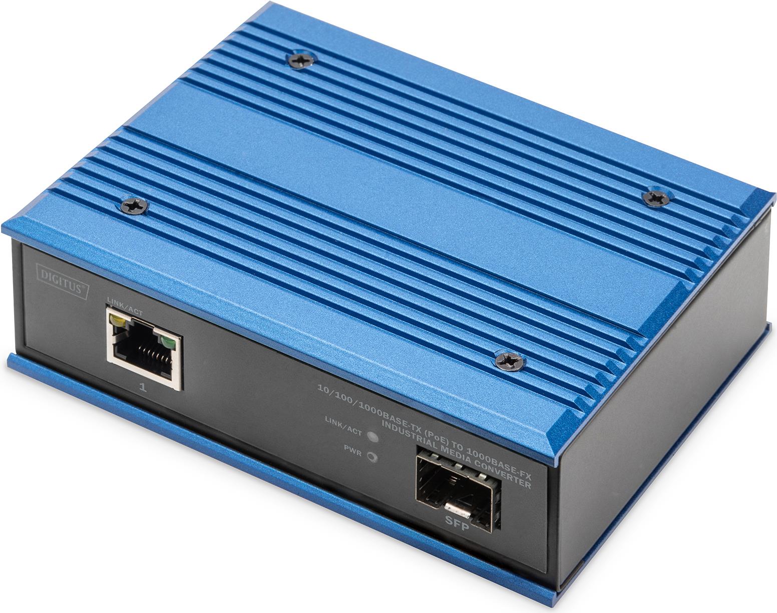 Digitus 10/100/1000Base-TX (PoE) to 1000Base-FX Industrial Media Converter - 1000 Mbit/s - 10Base-T - 1000Base-T - 100Base-TX - 1000Base-TX - 100Base-T - 1000Base-FX - IEEE 802.3ab - IEEE 802.3i - IEEE 802.3u - IEEE 802.3x - IEEE 802.3z - Gigabit Ethernet - 10,100,1000 Mbit/s (DN-652104-1) von Digitus