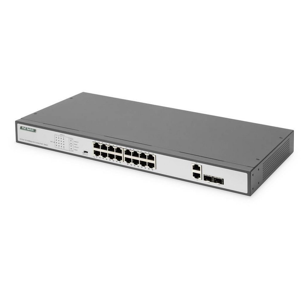 Digitus 16-Port Fast Ethernet PoE Switch, 19 Zoll, Netzwerk-Switch (PoE-Funktion) von Digitus