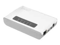 Digitus 2-Port USB 2.0 Wireless Multifunction Network Server, 300 Mbps, Weiß, Link, Leistung, USB, Taiwan, 64 MB, Ethernet LAN / WLAN, IEEE 802.11b, IEEE 802.11g, IEEE 802.11n von Digitus