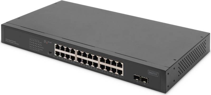 Digitus 24-Port Gigabit Netzwerkswitch - 19 Zoll - unmanaged,2 Uplink Ports - SFP - Unmanaged - Gigabit Ethernet (10/100/1000) - Vollduplex - Power over Ethernet (PoE) - Rack-Einbau - 1U (DN-95348-2) von Digitus
