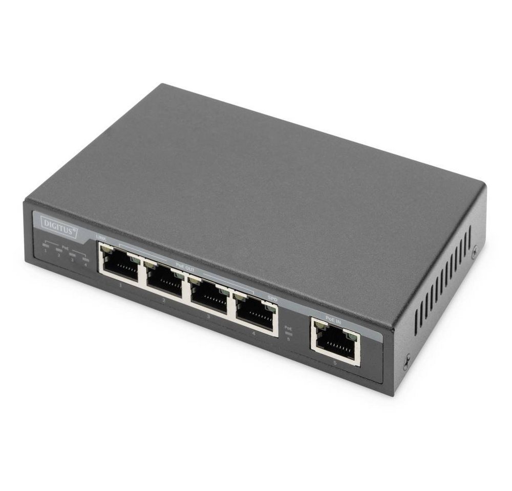 Digitus 4-Port Gigabit 4PPoE Extender, 802.3at, 60 W Netzwerk-Switch von Digitus