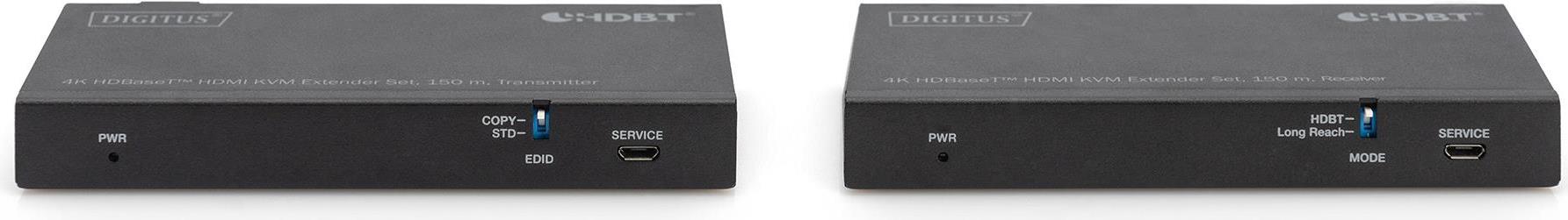 Digitus 4K HDBaseT HDMI KVM Extender Set - 150 m - Sender und Empfänger - Kabelgebunden - 150 m - Cat6a -Cat.7 Rohkabel - Cat8 - 60 Hz - Schwarz (DS-55526) von Digitus
