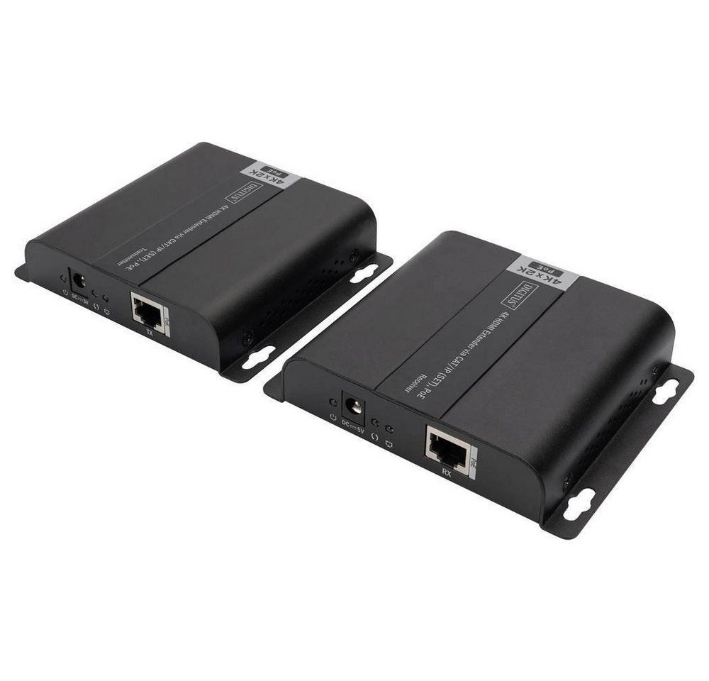 Digitus 4K HDMI Extender Set, IP-fähig, bis 120m, POE HDMI-Adapter, Extender über Netzwerkkabel, Metallgehäuse, Ultra HD-fähig von Digitus