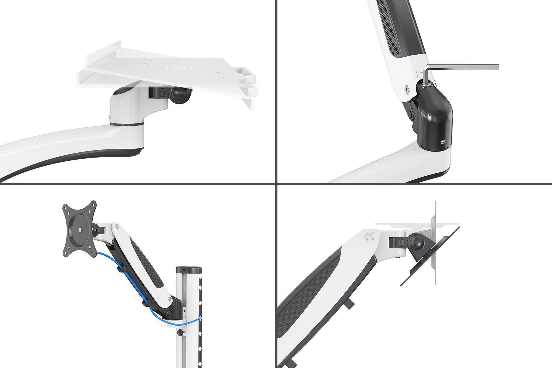 Digitus Arbeitsplatz (Monitor - Tastatur - Maus) Wandmontage - 81,3 cm (32 Zoll) - 8 kg - 100 x 100 mm - Höhenverstellung - 4,05 kg - Schwarz - Weiß (DA-90451) (geöffnet) von Digitus