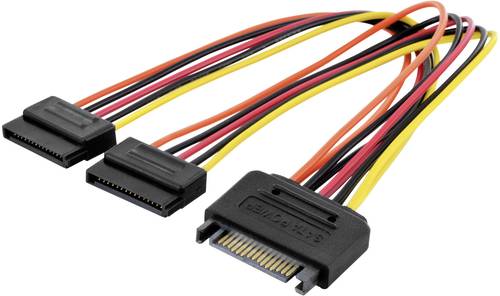 Digitus Computer, Strom Kabel [2x SATA-Strom-Buchse 15pol. - 1x SATA-Strom-Stecker 15pol.] 0.15m Bun von Digitus