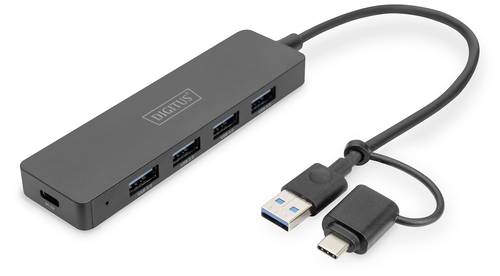 Digitus DA-70235 USB 3.0-Hub mit USB-C® Stecker Schwarz von Digitus